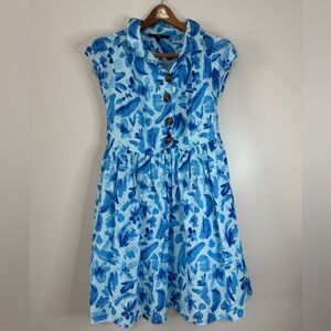 Vero Moda Blue Floral Print Linen Blend Dress in size XL